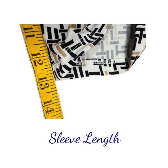 PerSeption Concept Blouse Roll Tab Sleeves Geometric Print Black/White Women's L - Picture 7 of 7